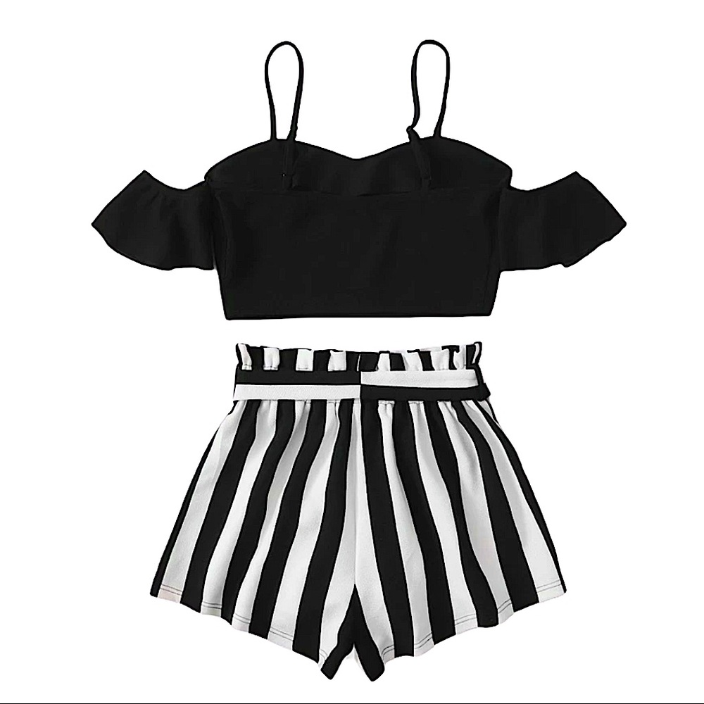 Paperbag Waist striped Shorts